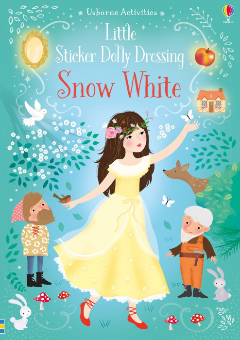 Carte cu stickers de imbracat papusi, Alba ca Zapda, 200 stickers, "Little Sticker Dolly Dressing Snow White", Usborne [1]