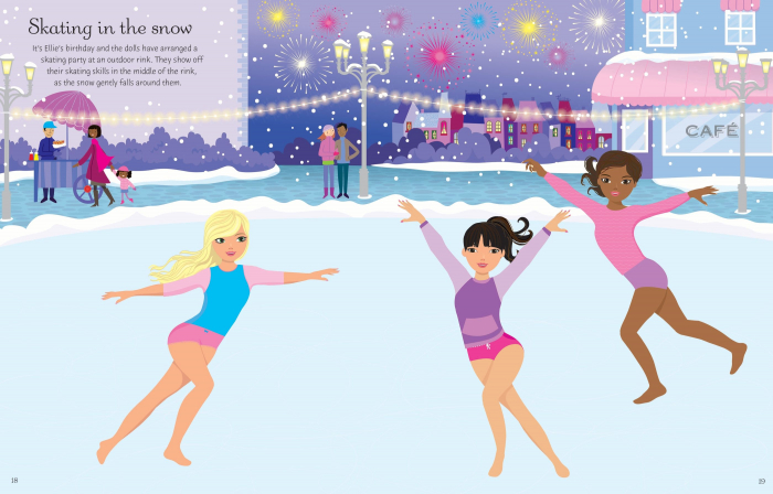 Carte de activitati "Sticker Dolly Dressing Ice Skaters", format A4, Usborne [3]