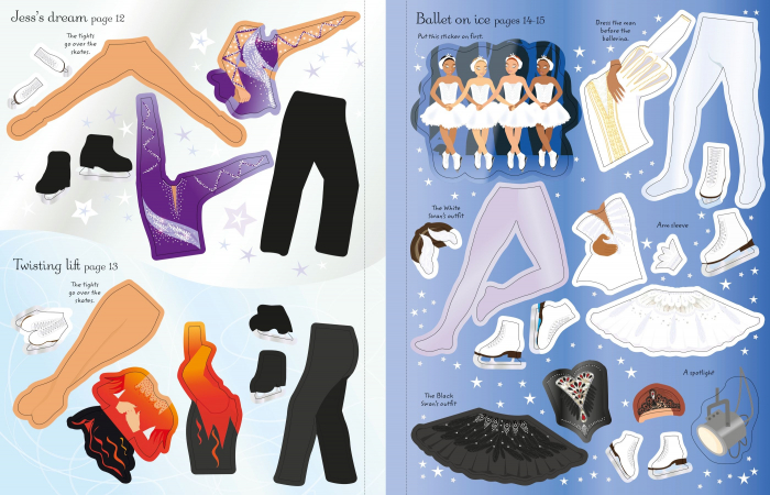 Carte de activitati "Sticker Dolly Dressing Ice Skaters", format A4, Usborne [5]