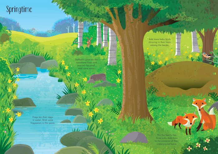 Carte de activitati "Little First Stickers Woodlands", format mic, 250 stickers, Usborne [4]