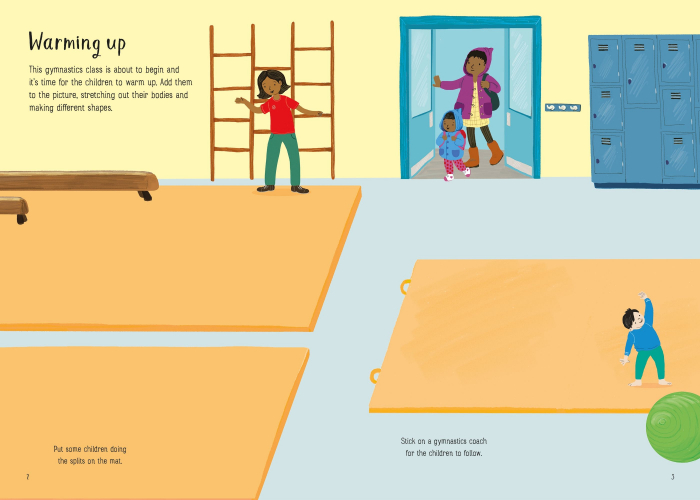 Carte de activitati "Little First Stickers Gymnastics", format mic, 150 stickers, Usborne [3]