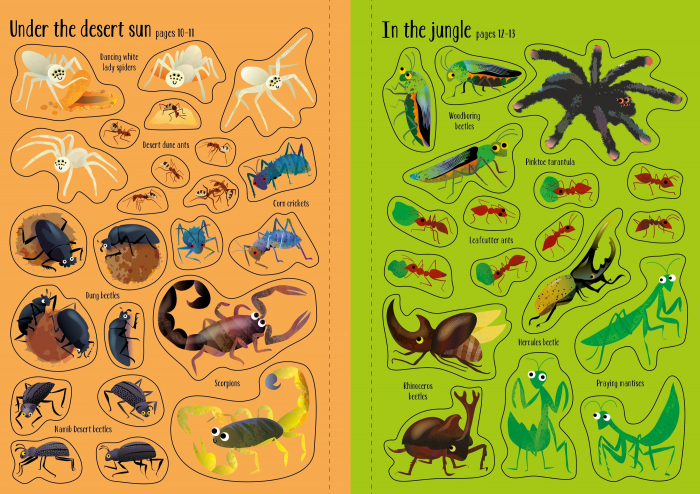 Carte cu stickers Insecte, format mic, 180 stickers, "Little First Stickers Bugs", Usborne [2]