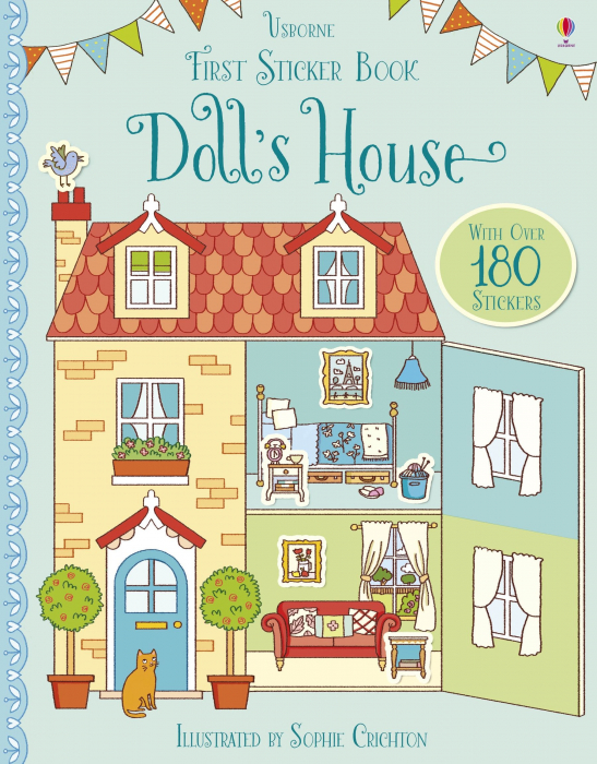 Carte cu stickers Casuta de papusi, 180 stickers, "First Sticker Book Doll's House", Usborne [1]