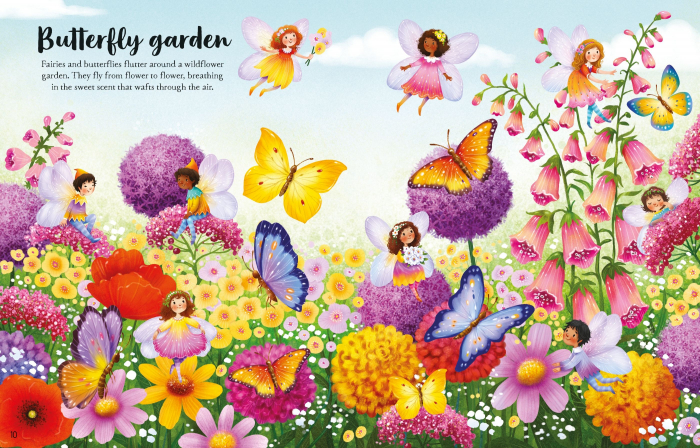 Carte cu stickers Zane, format mare, "Fairies, Pixies and Elves Sticker Book", Usborne [8]