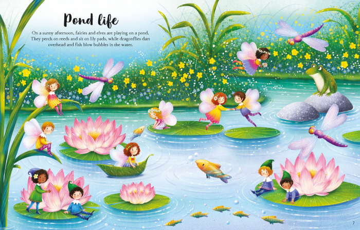 Carte cu stickers Zane, format mare, "Fairies, Pixies and Elves Sticker Book", Usborne [4]