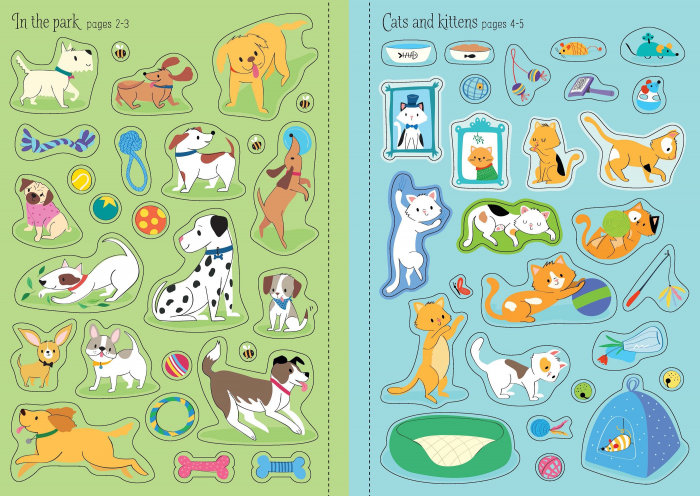 Carte cu stickers Animale de companie, format mic, 200 stickers, "Little First Stickers Pets", Usborne [4]