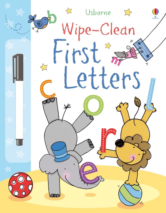 Carte de activitati Literele mici, reutilizabila, "Wipe-clean First Letters", Usborne [1]