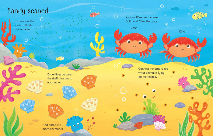 Carte de activitati scrie si sterge "Wipe-clean under the sea activities", reutilizabila, Usborne [3]