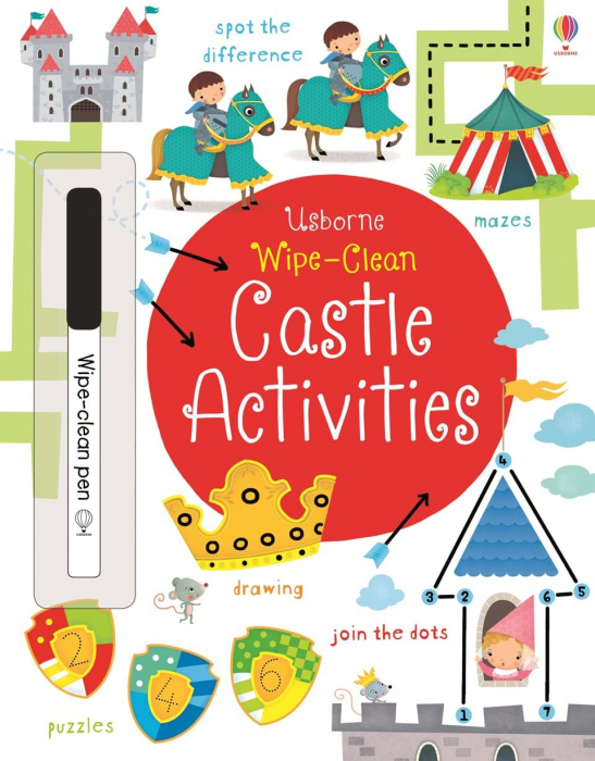 Carte de activitati Castele, reutilizabila, "Wipe-Clean Castle Activities", Usborne [1]