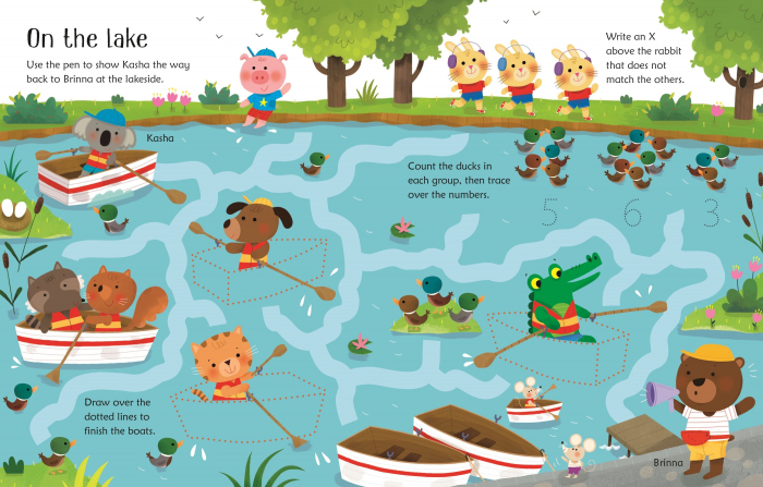 Carte de activitati scrie si sterge "Wipe-clean summer activities", reutilizabila, Usborne [4]