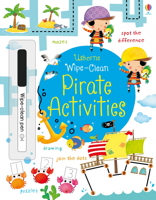 Carte de activitati Pirati, reutilizabila, "Wipe-Clean Pirate Activities", Usborne [1]