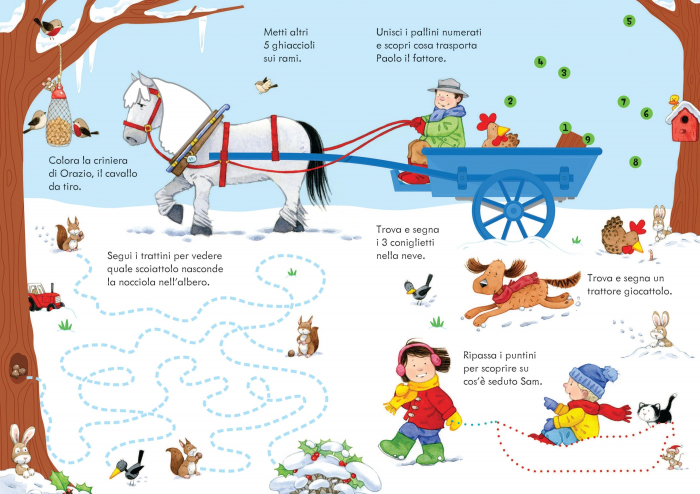 Carte de activitati scrie si sterge "Poppy and Sam's Wipe-Clean Christmas Activities", format mic, reutilizabila, Usborne [2]