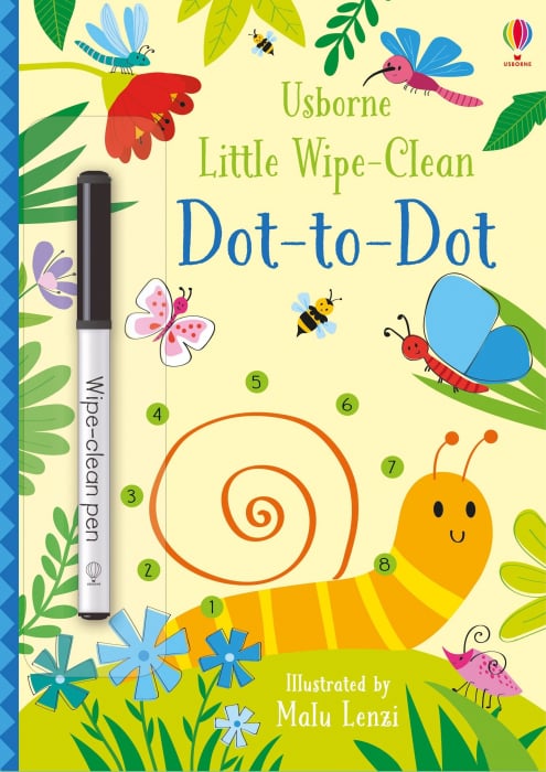 Carte de activitati, reutilizabila, format mic, "Little Wipe-Clean Dot-to-Dot", Usborne [1]
