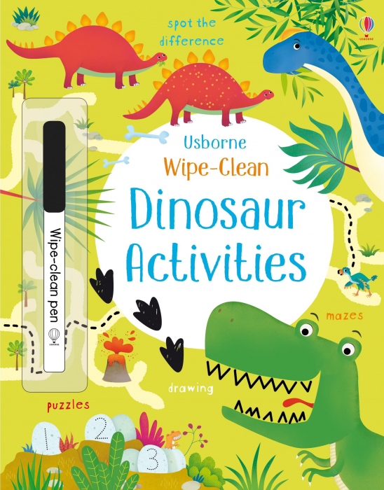 Carte de activitati Dinozauri, reutilizabila, "Wipe-Clean Dinosaur Activities", Usborne [1]