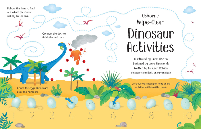 Carte de activitati Dinozauri, reutilizabila, "Wipe-Clean Dinosaur Activities", Usborne [4]