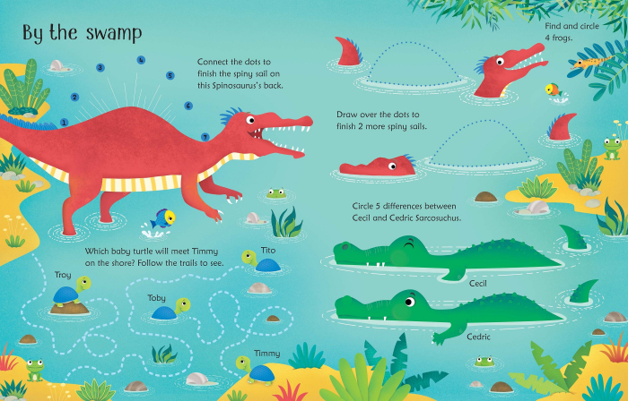 Carte de activitati scrie si sterge "Wipe-Clean Dinosaur Activities", reutilizabila, Usborne [3]