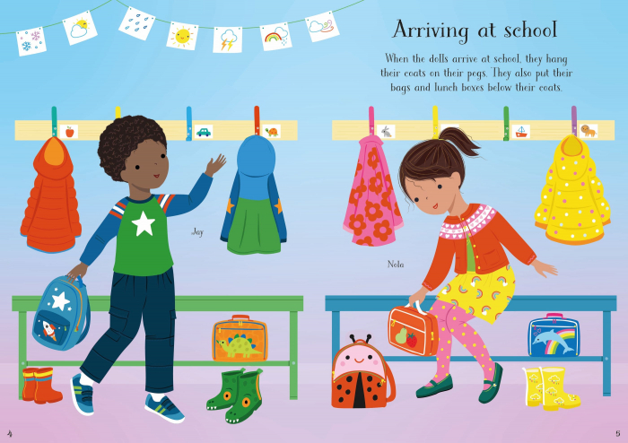 9781805077459 Usborne Little Sticker Dolly Dressing Starting School [3]