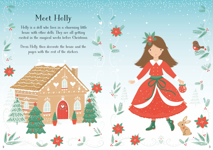 Carte de activitati "Little Sticker Dolly Dressing Christmas", 200 stickers, format A5, Usborne [3]