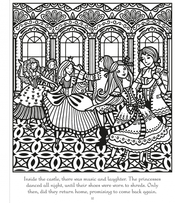 Carte de pictat cu apa Cele 12 printese dansatoare, "Magic painting book Twelve Dancing Princesses", Usborne [5]
