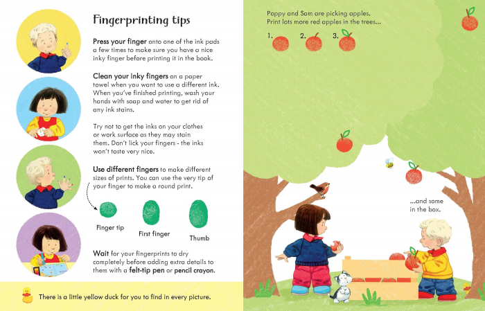 Carte de pictat cu degetele Poppy si Sam, "Fingerprint activities Poppy and Sam", Usborne [3]