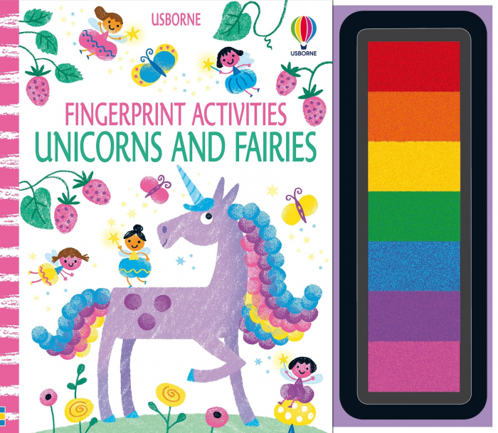 Carte de pictat cu degetele Unicorni si Zane, "Fingerprint activities Unicorns and Fairies", Usborne [1]