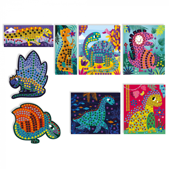 Set creativ dinozauri mozaic, 8 carduri, Janod [11]