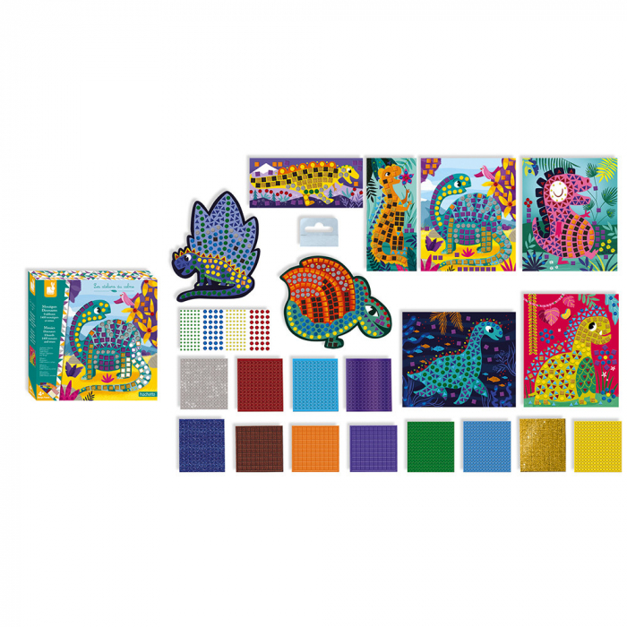 Set creativ dinozauri mozaic, 8 carduri, Janod [12]