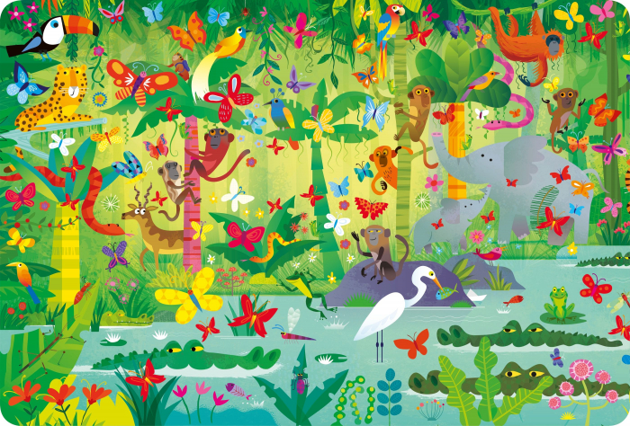 Puzzle + carte "Book and Jigsaw In the Jungle", 100 de piese, Usborne [2]