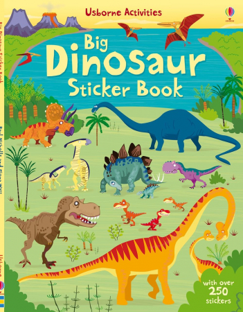 Dinozauri - Carte de activitati "Big Dinosaur Sticker book", 250 stickers, Usborne