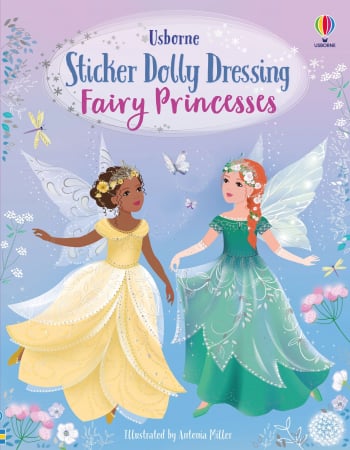 Carte cu stickers de imbracat papusi, Zane printese, format mare, "Sticker Dolly Dressing Fairy Princesses", Usborne [0]