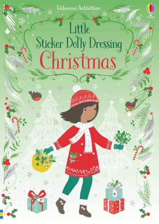 Craciun - Carte de activitati "Little Sticker Dolly Dressing Christmas", 200 stickers, format A5, Usborne