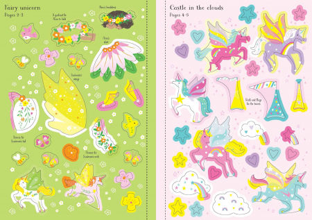 Carte de activitati "Little Sticker Dolly Dressing Unicorns", format A5, Usborne [1]