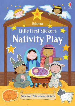 Craciun - Carte de activitati "Little First Stickers Nativity Play", format mic, 190 stickers, Usborne