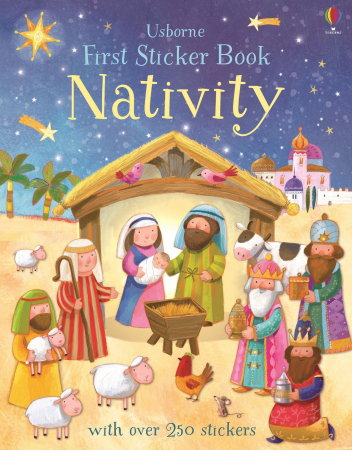 Stickers - Carte de activitati "First Sticker Book Nativity", 250 stickers, Usborne