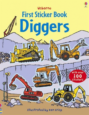 Mijloace de transport - Carte de activitati "First Sticker Book Diggers", 100 stickers, Usborne