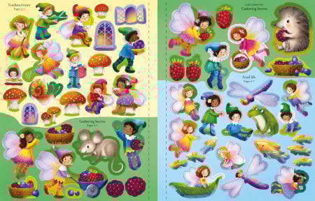 Carte cu stickers Zane, format mare, "Fairies, Pixies and Elves Sticker Book", Usborne [1]
