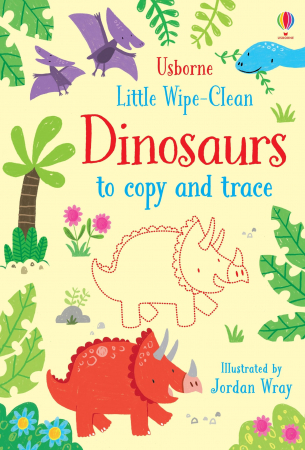 Dinozauri - Carte de activitati scrie si sterge "Little Wipe-Clean Dinosaurs to Copy and Trace", reutilizabila, format mic,Usborne