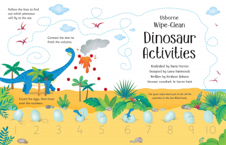Carte de activitati Dinozauri, reutilizabila, "Wipe-Clean Dinosaur Activities", Usborne [3]