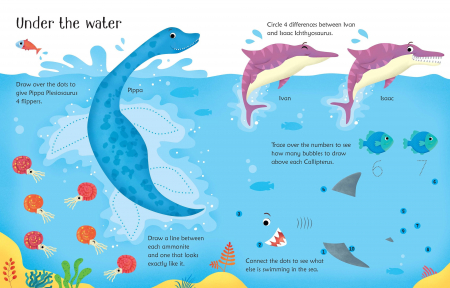 Carte de activitati scrie si sterge "Wipe-Clean Dinosaur Activities", reutilizabila, Usborne [1]