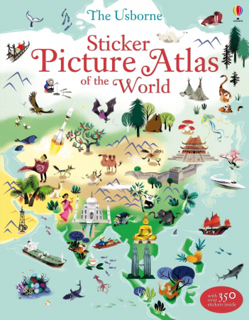Geografie - 9781409550013 Usborne Sticker Picture Atlas of the World