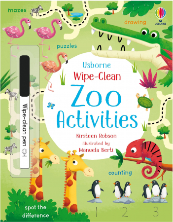 Carte de activitati Zoo, reutilizabila, "Wipe-Clean Zoo Activities", Usborne [0]