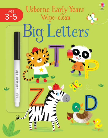 Numere, litere, forme, culori - Carte de activitati scrie si sterge "Early Years Wipe-Clean Big Letters", reutilizabila, Usborne