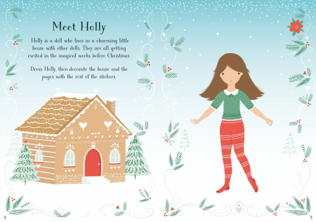 Carte de activitati "Little Sticker Dolly Dressing Christmas", 200 stickers, format A5, Usborne [1]