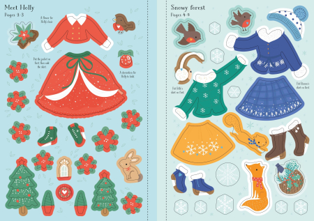 Carte de activitati "Little Sticker Dolly Dressing Christmas", 200 stickers, format A5, Usborne [5]