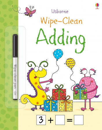 Scoala - Carte de activitati scrie si sterge "Wipe-clean Adding", reutilizabila, Usborne