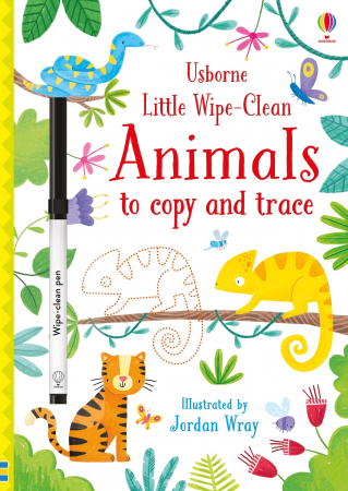 Carte de activitati Animale, reutilizabila, format mic, "Little Wipe-Clean Animals to Copy and Trace", Usborne [0]