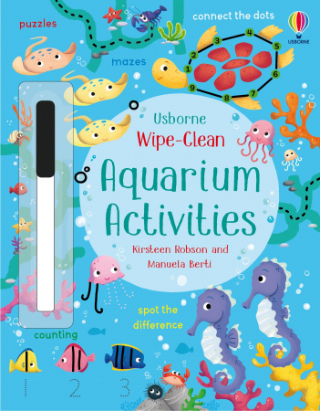 Carti scrie si sterge (wipe clean) - Carte de activitati scrie si sterge "Wipe-clean aquarium activities", reutilizabila, Usborne