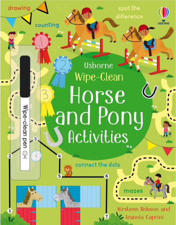 Carte de activitati Cai si ponei, reutilizabila, "Wipe-Clean Horse and Pony Activities", Usborne [0]