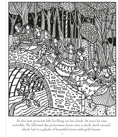 Carte de pictat cu apa "Magic painting book Twelve Dancing Princesses", Usborne [3]