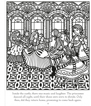 Carte de pictat cu apa Cele 12 printese dansatoare, "Magic painting book Twelve Dancing Princesses", Usborne [4]